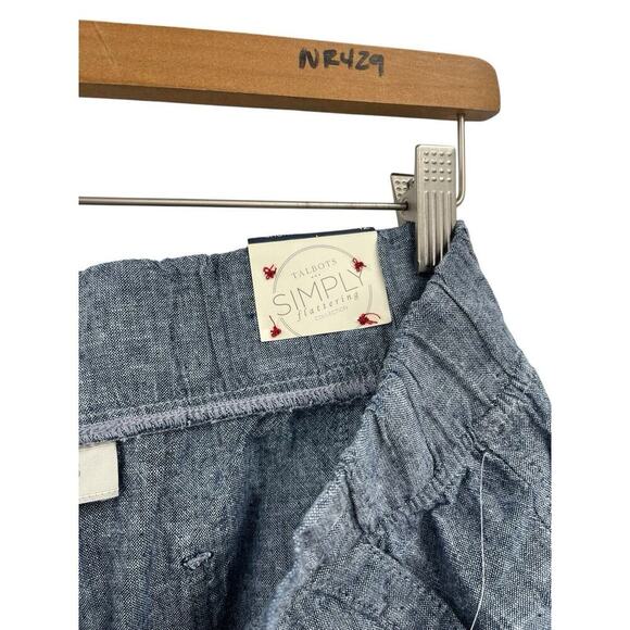 NWOT Talbots Simply Flattering Shorts Linen Cotton Blend Blue Chambray Size 12 - Picture 7 of 8